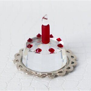 Vintage Swarovski Miniature Birthday Cake Red Candle Figurine